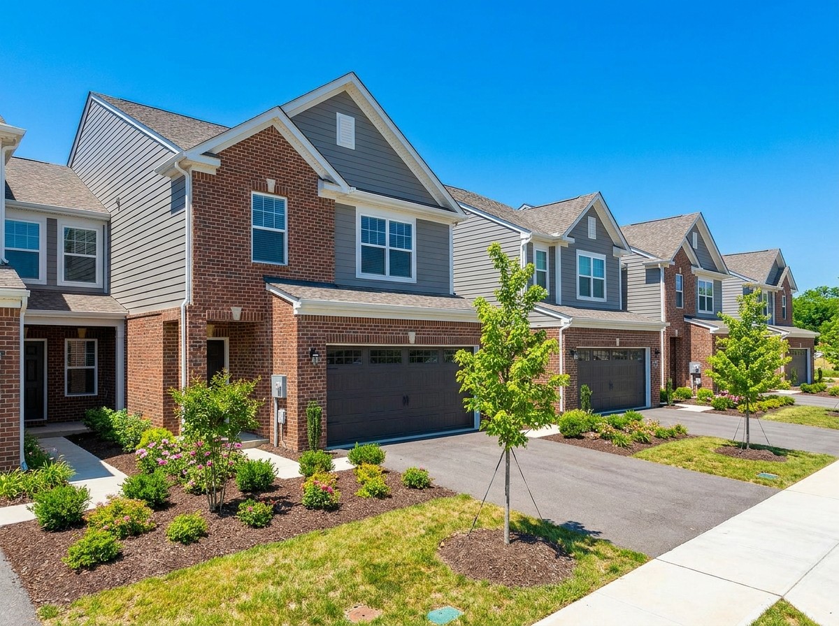 Row of modern townhomes